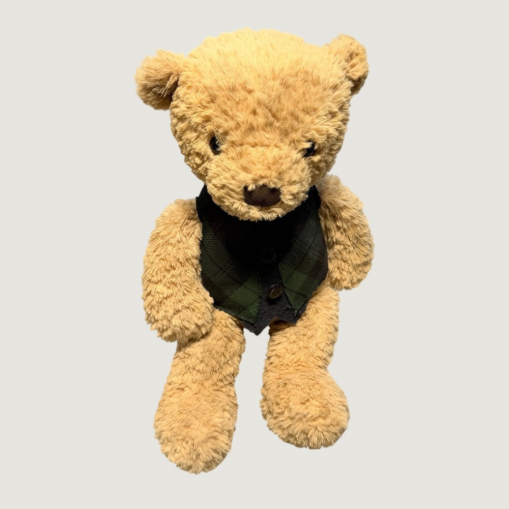 Jellycat Bartholomew Bear Plaid Tartan Waistcoat Vest Plush Teddy Bear JCINC5236